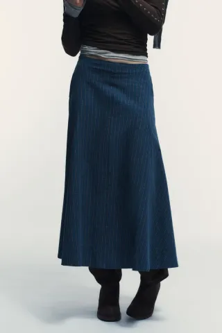 Falda Zara Algodón Azul Talla M