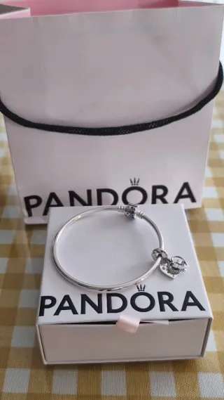 Pulsera Pandora Plata 1 Ley y Circonitas Azules