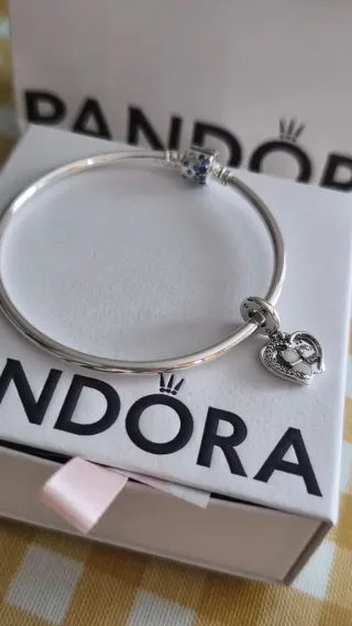 Pulsera Pandora Plata 1 Ley y Circonitas Azules