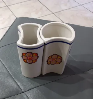 Coppia vasetti componibili ceramica anni '50