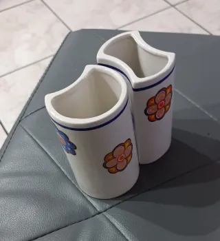 Coppia vasetti componibili ceramica anni '50