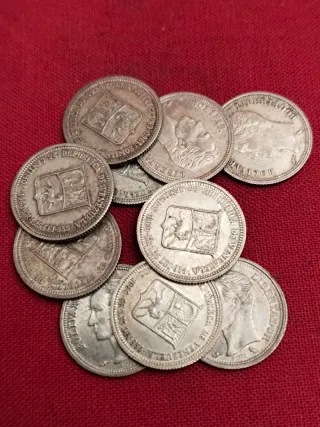 Lote 10 Monedas 25 Céntimos Venezuela Plata 1960