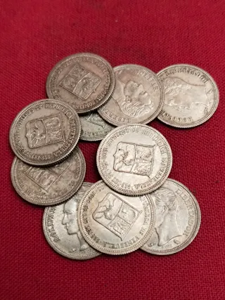 Lote 10 Monedas 25 Céntimos Venezuela Plata 1960