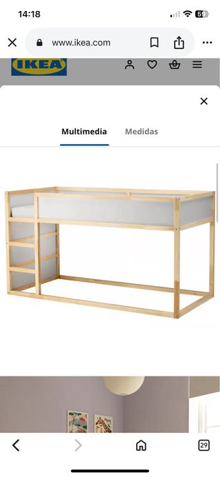 Cama kura litera 90x200 blanco/pino