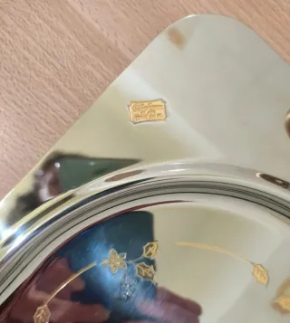 Vassoio acciaio placcato oro