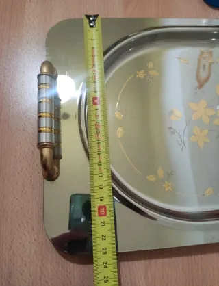 Vassoio acciaio placcato oro