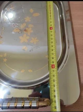 Vassoio acciaio placcato oro