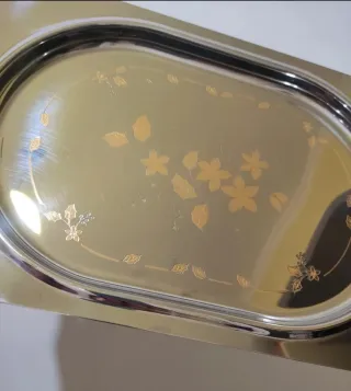 Vassoio acciaio placcato oro