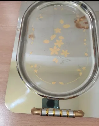 Vassoio acciaio placcato oro