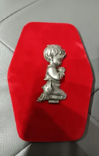 Coppia di quadretti religiosi anni '50 in Peltro