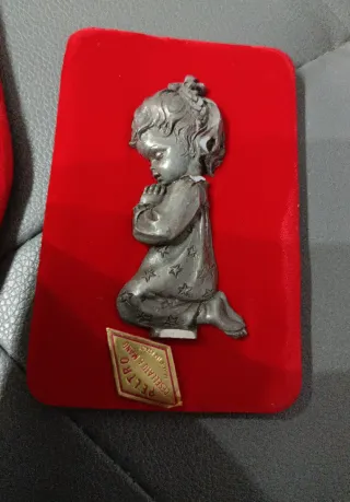 Coppia di quadretti religiosi anni '50 in Peltro