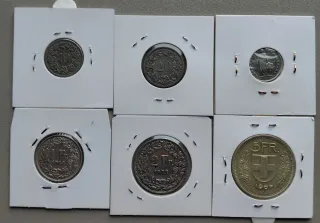 Serie de monedas de Suiza (plata y niquel).
