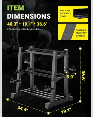Soporte todo en uno mancuernas,discos,barras,kettl
