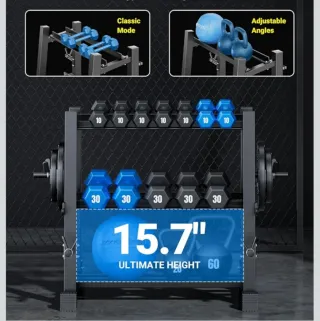 Soporte todo en uno mancuernas,discos,barras,kettl