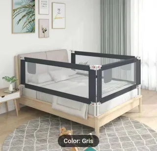 Barandilla de seguridad para cama infantil gris