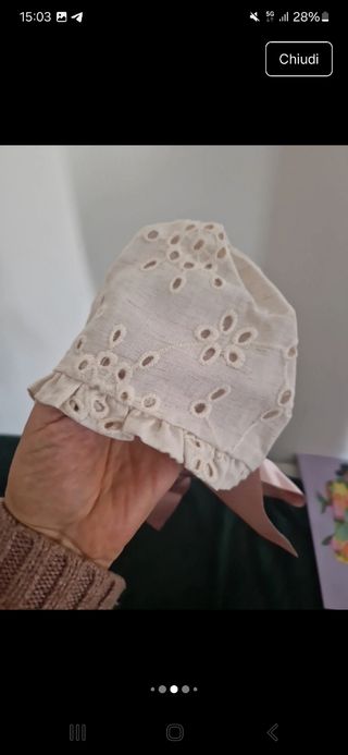 Cuffietta neonata Nanos  pizzo Sangallo