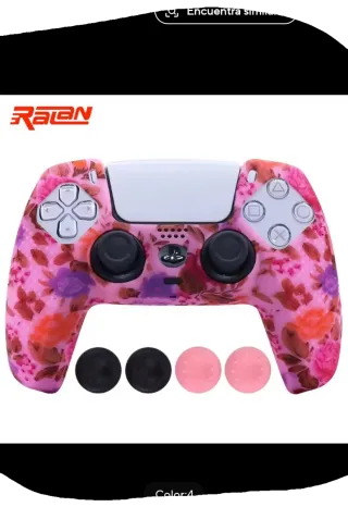 Funda Silicona Mando PS5 Ratan Floral Rosa