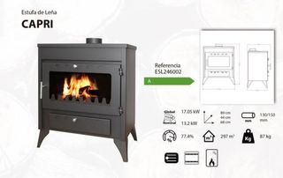 Estufa Leña Capri 13Kw Nueva AST1025