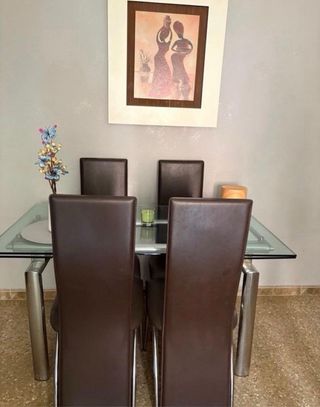 Mesa comedor cristal y 6 sillas