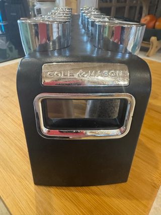 Especiero 12 botes cristal y metal