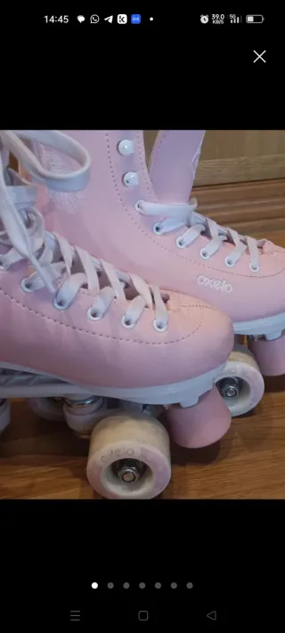 Patines y Casco Oxelo rosas niña talla 35