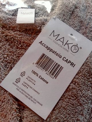 Accappatoio CAPRI Makò Grigio – 100% Cotone – NUOV