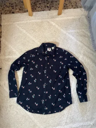 Levi's Camisa Flores Azul Talla S Retro