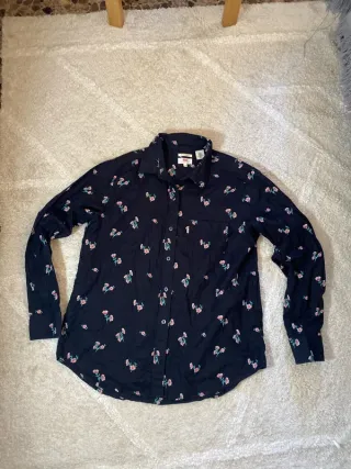 Levi's Camisa Flores Azul Talla S Retro