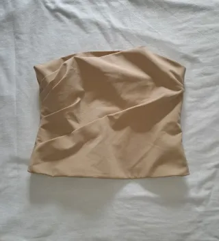 Top Zara drapeado beige