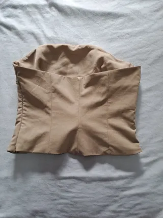 Top Zara drapeado beige