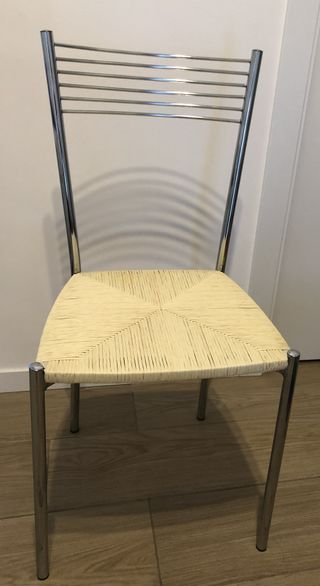 Set 4 sedie metallo cromato paglia