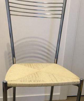 Set 4 sedie metallo cromato paglia