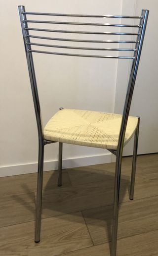 Set 4 sedie metallo cromato paglia