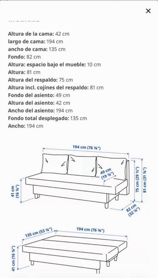 Sofá cama IKEA ÄLVDALEN 3 plazas
