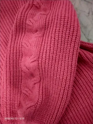 Jersey lana gorda rosa talla XL