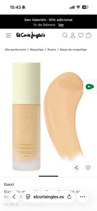 Base de maquillaje Gucci Eternité de Beauté SPF 15