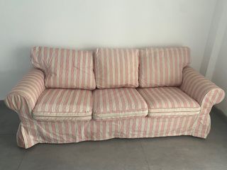 Sofá Ikea Rayas Rosas y Blancas