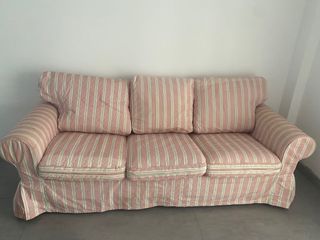 Sofá Ikea Rayas Rosas y Blancas