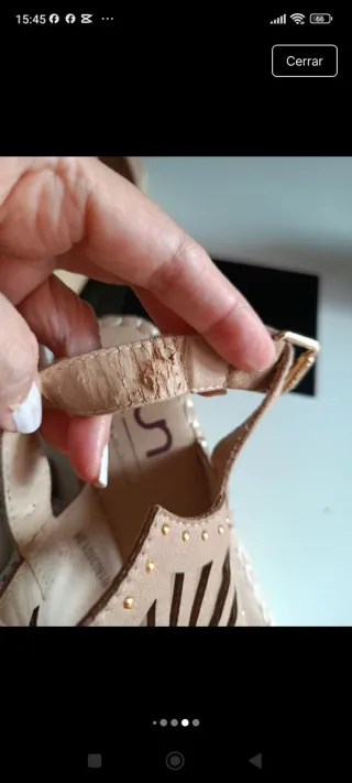 Sandalias cuña beige y marrón