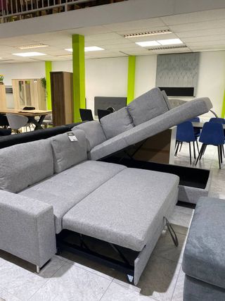 Sofá Cama Rinconera Gris con Almacenamiento