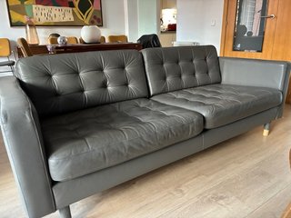 Sofá de piel 3 plazas LANDSKRONA IKEA GRIS