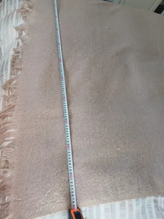 Manta de lana beige y rosa