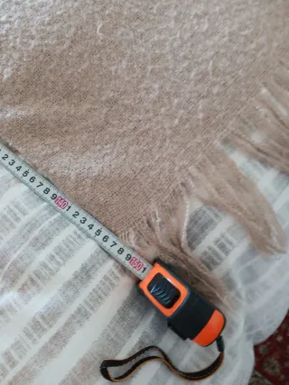 Manta de lana beige y rosa