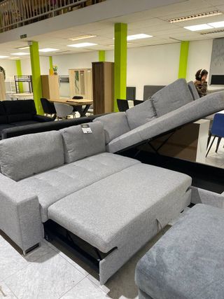 Sofá Cama Rinconera Gris con Almacenamiento