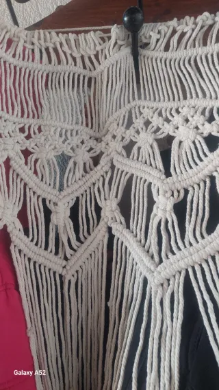 Tenda Macramè Beige/Bianco Cotone/Juta