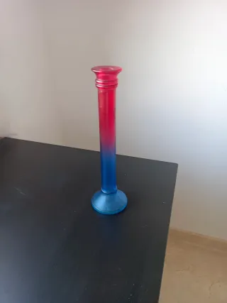 Jarrón de cristal degradado azul y rosa