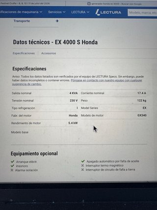 Generador Honda EX 4000