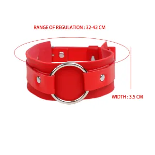 Choker collare nero con anello punk dark collo rav