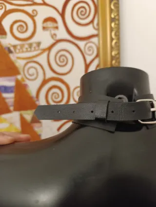 Choker collare nero con anello punk dark collo rav