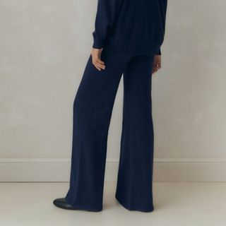 Pantalón Premamá Punto Wide Leg Azul